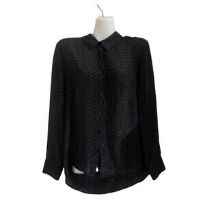 Royal Project Silk Polka Dot Long Sleeve Button Down Blouse SZ LP Career Office